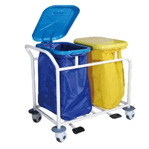 YFQ016 Cleaning Trolley Waste Cart With Linen Bag Hospital