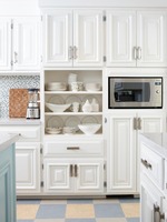 Lemari Dapur Klasik Putih 2022 Kayu Solid Lemari Dapur Mewah Eropa Lis Plafon Motif Bunga Dinding Keramik Dapur