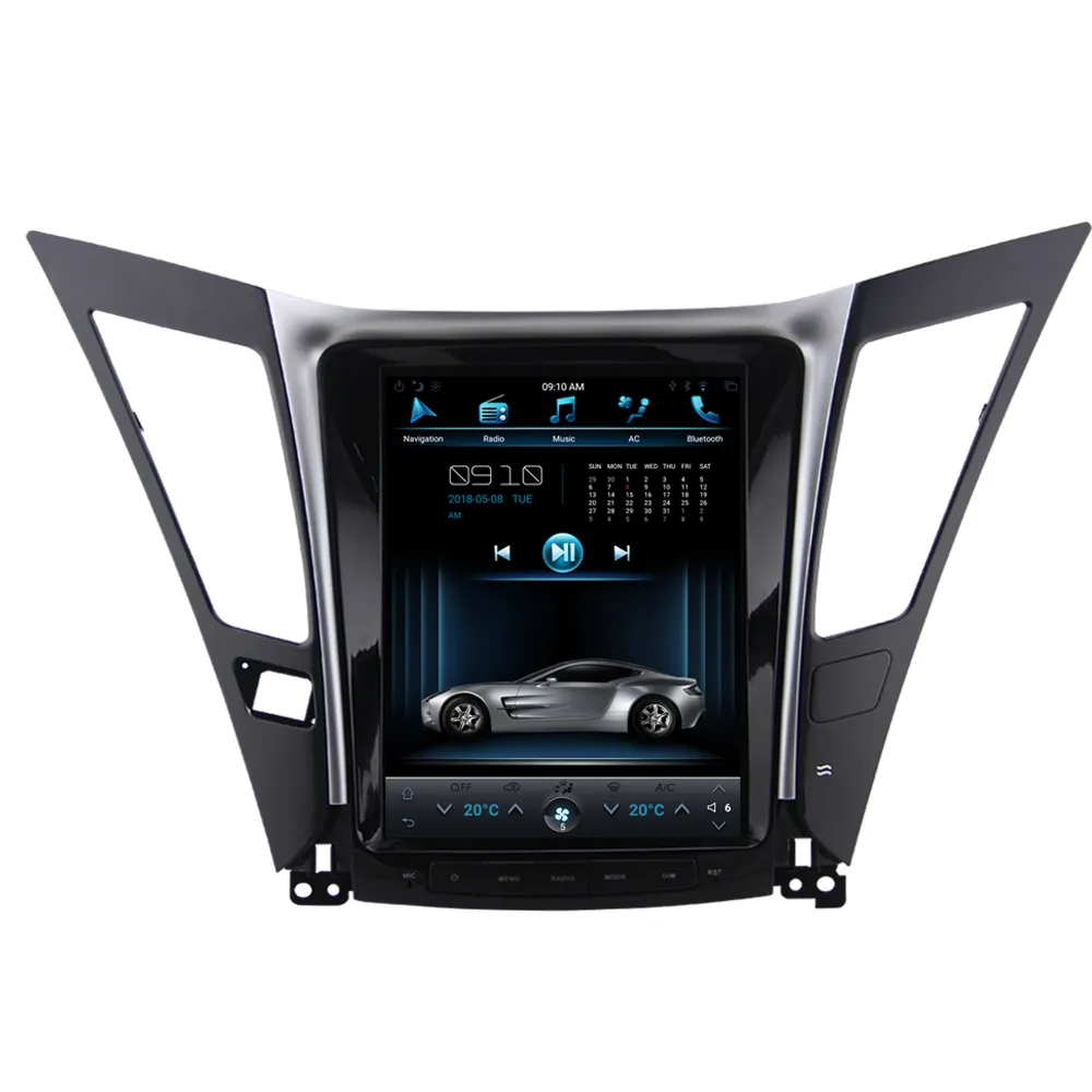12.1 인치 1din 안드로이드 7.1 자동차 dvd 플레이어 현대 소나타 8 테슬라/수직 화면 GPS 네비게이션 스테레오 멀티미디어 2 + 32GB