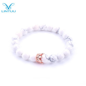 2018 Mode Chaude Bijoux Volcan Lava Mat Onyx <span class=keywords><strong>Pierre</strong></span> Roi Couronne Perle Bracelets - Product Image 4