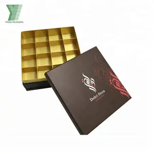 Lüks kahverengi çikolata kutuları tasarım/üst ve taban karton ambalaj kutusu çikolata altın ekle