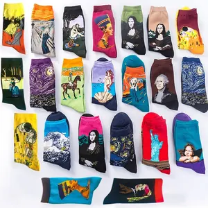 Unisex Retro Sơn Khác Nhau Jacquard Phi Hành Đoàn Vớ Cotton Vui Vớ Đàn Ông Màu Sắc Khác Nhau Có Sẵn Men Socks Bán Buôn