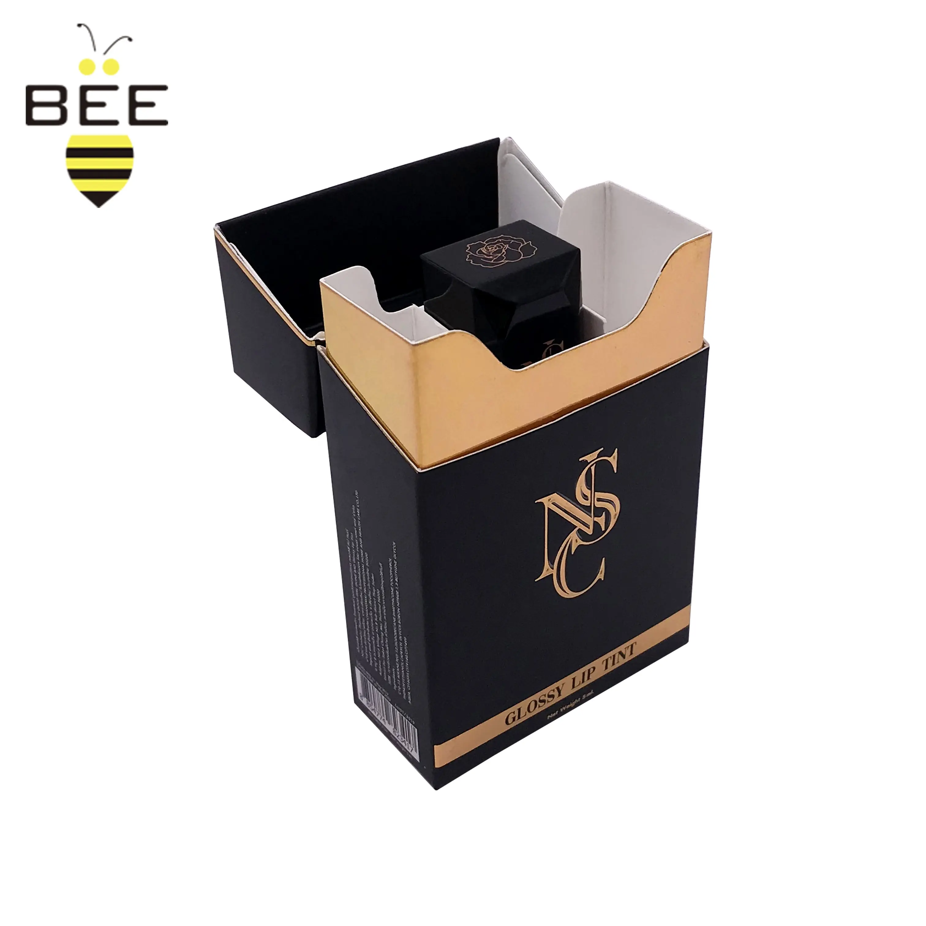 ロゴ付き香水用最新の高級カスタムシガレットゴールドカラーマットブラックペーパー香水デザイン新生児ギフトセットボックス