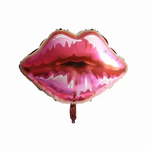 FL balon foil bibir merah ciuman besar, untuk dekorasi pesta pernikahan Hari Valentine