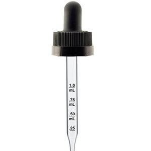Ống Nhỏ Giọt Thủy Tinh Hiệu Chuẩn CRC Màu Đen Và Trắng 18/410 Với Các Giọt Nhỏ Giọt Có Vết Chai Phù Hợp Với Chai Thủy Tinh Boston 2Oz 20/400 - Product Image 1