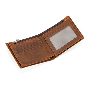 Carteras Clásicas Wb138 de Cuero Vacuno Hechas a Mano, Cartera de Identificación para Hombre con Bolsillo con Cremallera - Product Image 6