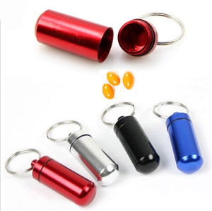 กล่องใส่ยาพกพาขนาดเล็กทำจากอะลูมิเนียมพร้อมพวงกุญแจ - Product Image 2