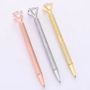 Creative Stationery Promotional Gift Diamond Top Pen 3 colors Optional Customizable Logo Metal Diamond Ball Pen