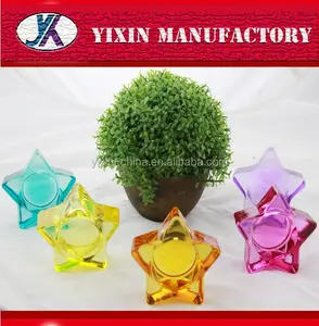 Rociado color chino menorah vidrio decorativo forma de estrella tealight vela titular