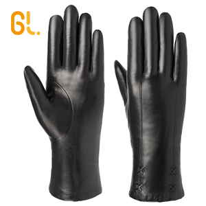 Ladies Thick <strong>Fur</strong> <strong>Lined</strong> Genuine Sheepskin Leather Dressing <strong>Gloves</strong> for Winter - Product Image 3