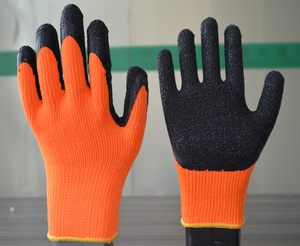 Caliber 10 nap lining latex crinkle latex gloves cheap work gloves security gloves ppe - Product Image 1
