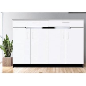 <strong>White</strong> High Gloss Finish <strong>Shoe</strong> Rack Cabinet With 2 Top Drawer and 4 Door and Adjustable <strong>Shelves</strong> for Knick Knock Storage - Product Image 1