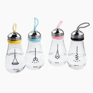 450ml (Full is 480ml)bulky bulb shape cool juice bottle with cap and rope