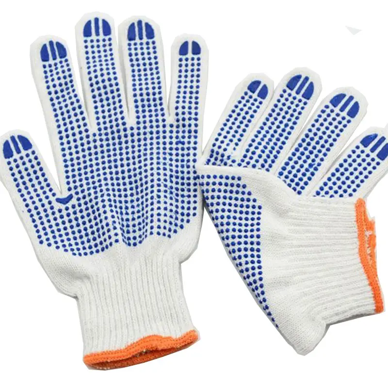 Color natural al por mayor construcción de guantes de trabajo de doble lados punteada pvc