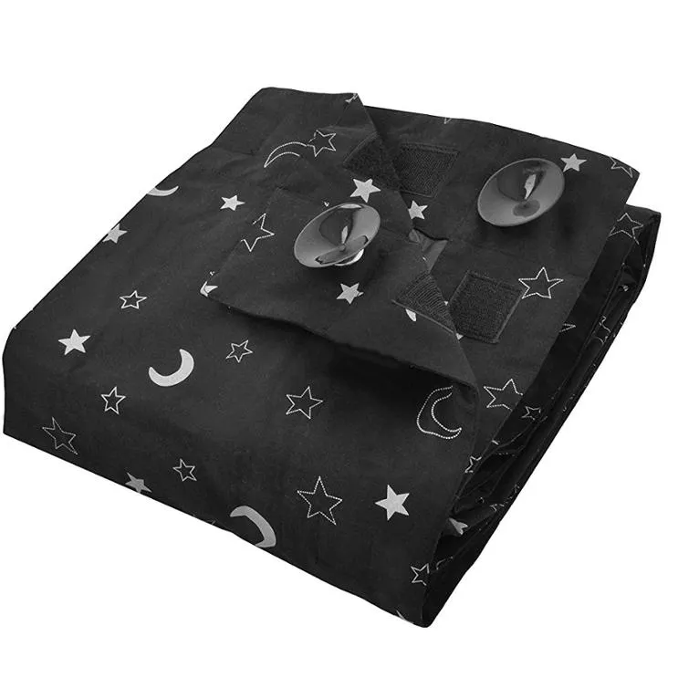 Lune et Étoile Imprimé Temporaires Stores Occultants Portables Ventouse Voyage Rideau Avec du Ruban Adhésif Magique