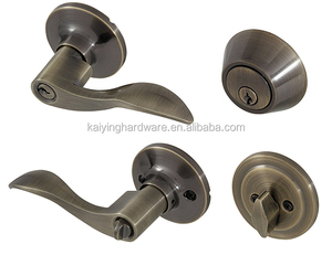 US15 Satin Nickel Xi Lanh Duy Nhất Chốt Cửa Kết Hợp Thiết Lập Sóng Phong Cách Đòn Bẩy Cửa Phía Trước Núm Nhập Leverset Lockset Key Mở Khóa - Product Image 3