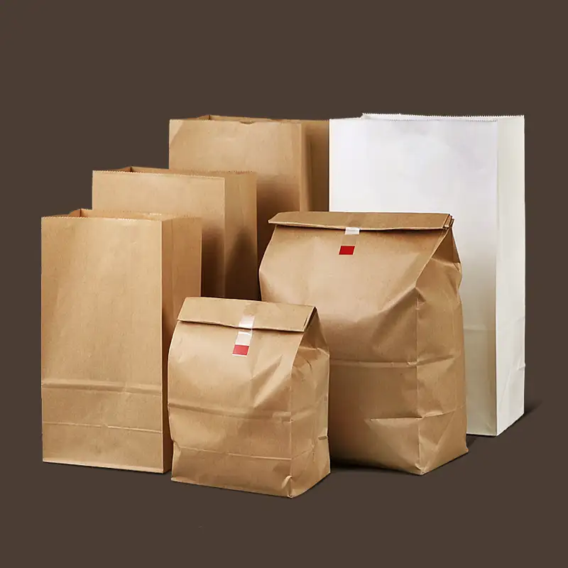 Пользовательский для пищевых продуктов пакет из крафт-бумаги переработанный коричневый бумажный пакет с логотипом Печатный пакет из крафт-бумаги
