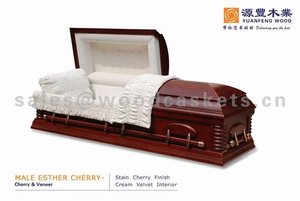 Male Esther Cherry Wood Veneer Casket American-style Craft Wooden <strong>Coffin</strong> House <strong>Plan</strong>