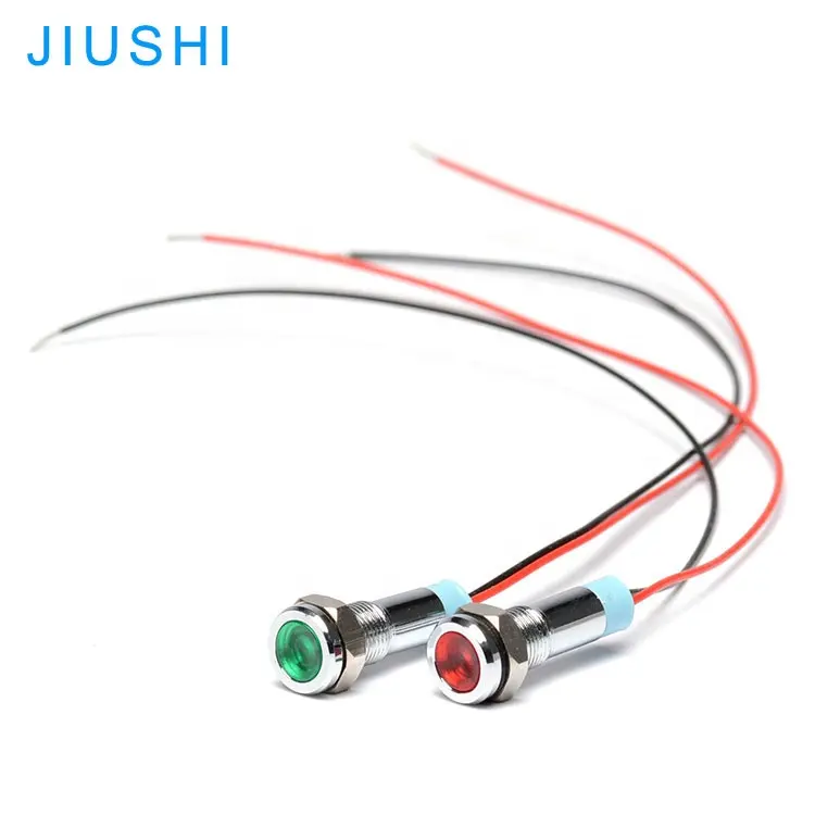 A6 Waterproof light with line 6v 12v 24v 220v 6mm Metal Indicator Lamp LED red green blue yellow white stainless steel