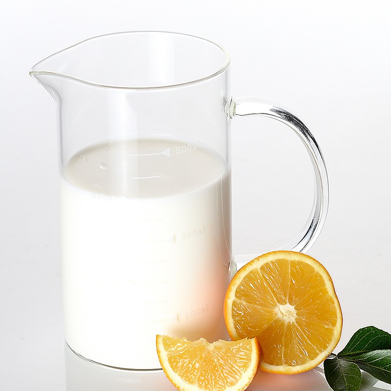 350ml/500ml/1000ml Kitchen High Temperature Resistant Glass Mug With White Measurements Glass Cup