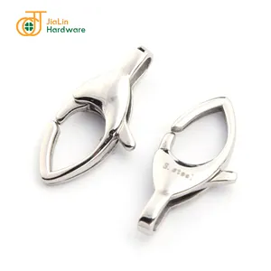 High quality bracelet necklace connector findings 20mm leaf shaped stainless steel lobster clasp for jewelry making