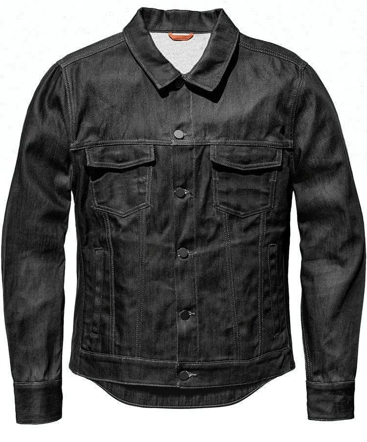 Blouson de moto classique pour hommes, veste de moto en jean, revêtement noir, veste d'équitation incassable, logo loup Royal
