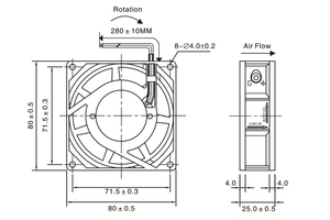Ventilateur de four industriel Anne Well Made in China 220 V 80*80*25 mm, ventilateur axial AC pour dispositifs médicaux - Product Image 6