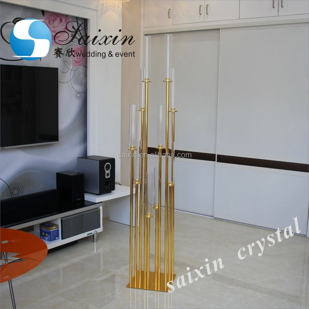 Оптовая продажа; Свадебные украшения золотой высокий металлический центральным подсвечников ZT-323G