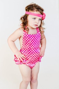 Lovely baby girls fashion impreso de una pieza de encaje traje de baño del vendaje del traje de baño - Product Image 4