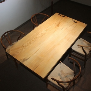 2023 Neueste dicke Holzplatte Esstisch & Teakholz geschnitzt 100% Massivholz - Product Image 4
