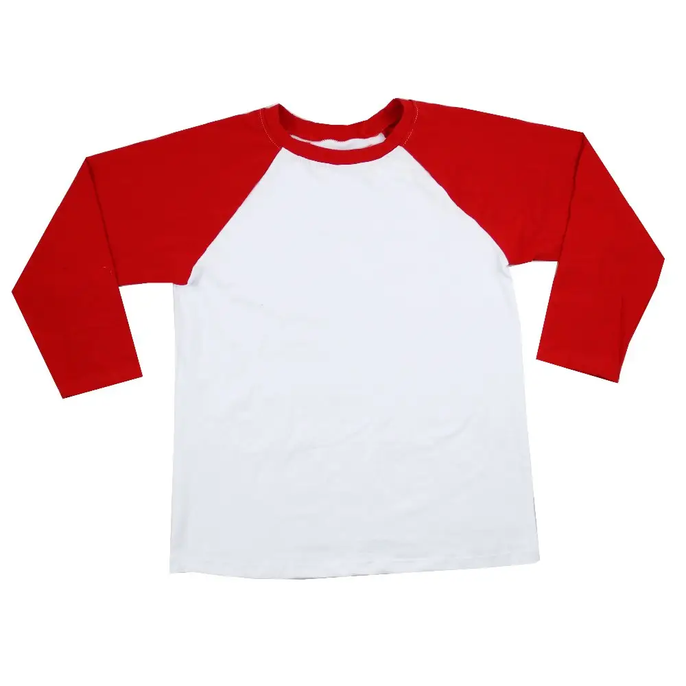 Wholesale children cotton two tone stitching plain long sleeve baby girl boy raglan tee shirt