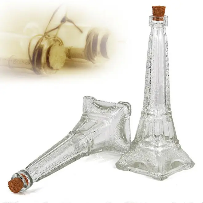 40ml150ml torre eiffel a forma di bottiglia di vetro del regalo della decorazione della bottiglia con tappo in sughero