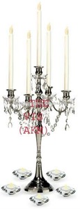 Wedding Silver <b>Candelabra</b> With Hanging Crystal Ornaments for Table Center Piece Decoration - Product Image 2