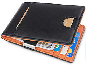 पैसे क्लिप बटुआ Mens जेब स्लिम सामने जेब आरएफआईडी अवरुद्ध कार्ड धारक Minimalist मिनी Bifold उपहार बॉक्स - Product Image 6