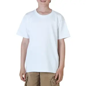Оптовая продажа, Детская однотонная хлопковая белая футболка Byval с коротким рукавом