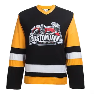 100% Del Ricamo Del poliestere Pittsburgh Penguin Hockey Su Ghiaccio Shirt