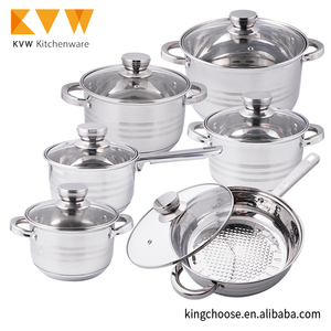 12 pièces batterie de cuisine en acier inoxydable casseroles et casseroles - Product Image 2