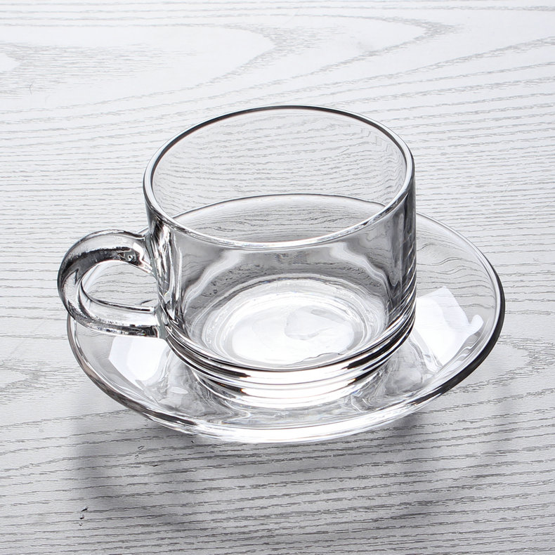 Fashion Style Modern Soda Lime Large Glass Coffee Tea Cup Sets with Saucer