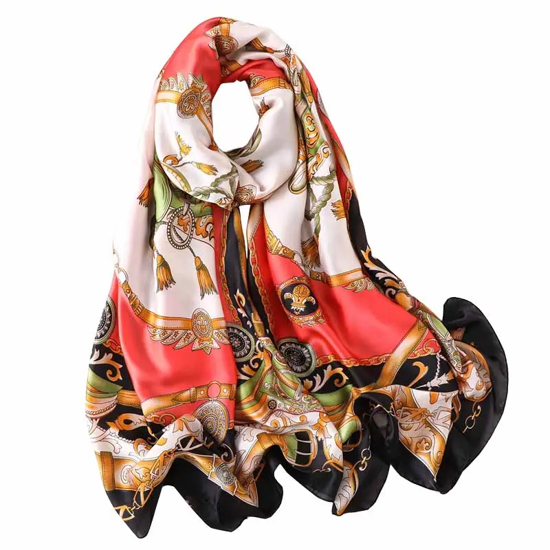 Wholesale 2019 latest silk scarf muslim high quality 5colors luxury pattern print ladies chinese 100% twill silk scarf