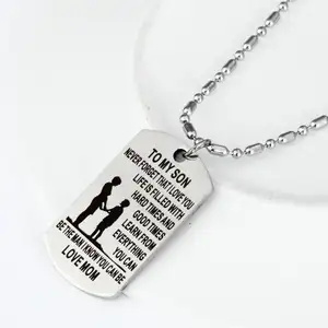 Mother Son Pendant Necklace To My Son You are Braver Stronger Smarter than you think Love Mom