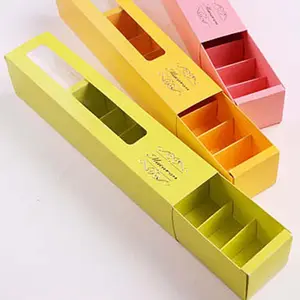 Boîte à tiroirs en papier personnalisé, boîte de macarons au choix multicolore