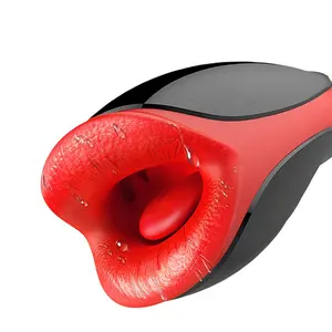 Aquecimento da Garganta Profunda vibrador masculino masturbador copo máquina de sexo Línguas lambendo voz vibração oral copo brinquedos sexuais para homem