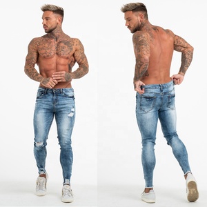 De China al por mayor hombre azul marino cuero elástico Denim Pantalones vaqueros de los <span class=keywords><strong>hombres</strong></span> - Product Image 1