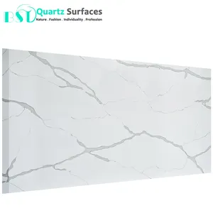 Siêu trắng Đá Thạch Anh/Quartz slab thiết kế cho nhà bếp Countertop màu trắng tinh khiết thạch anh