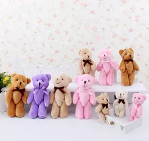 11CM Mini Teddy Bear Plush Keychain Soft Bouquet Toys Cartoon Small Bear Stuffed Pendants Wedding Dolls Couples Gifts