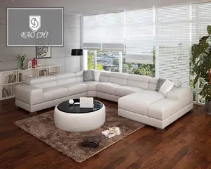 Muebles de cuero moderno esquina seccional relajante sofá diván cojines