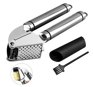 Pressa di aglio In Acciaio Inox Arco Rocker A Dondolo Garlic Press Crusher Mincer Chopper Aglio Peeler Del Silicone