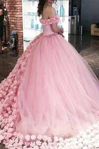 Robe de mariée élégante, Style princesse, cœur, fleur rose, rêves - Product Image 4