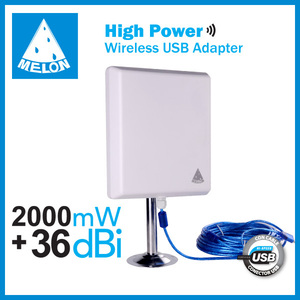 Adaptador usb wifi al aire libre 2000mW alta potencia, antena de panel de 36dBi, Melón N4000 - Product Image 3