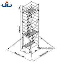 मजबूत लदान क्षमता 1.4x1.8x6 m मोबाइल अल्युमीनियम पाड़ टावर एल्यूमीनियम मिश्र धातु 6063 मचान प्रणाली मोबाइल टावर